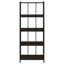 Bibliothèque 62 po H 4 niveaux, stratifié brun et métal noir, espace pour le bureau contemporain 4 niveaux en métal 62 po, stratifié, espace de vie