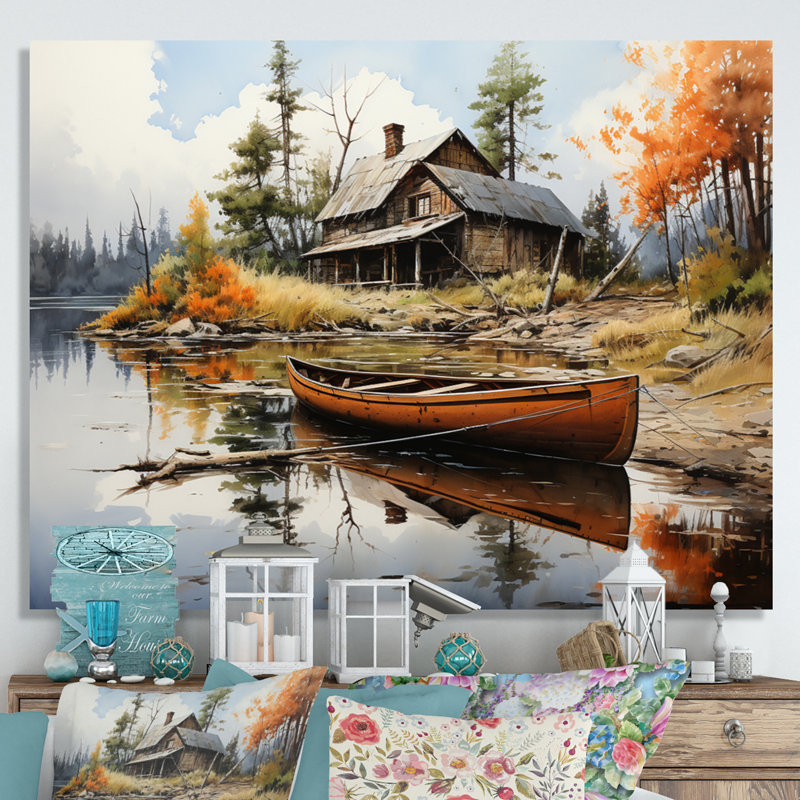 Betsi Brown Lakehouse Reflections of Solitude III - impression, H 16 po x l 32 po x P 1 po, Toile tendue