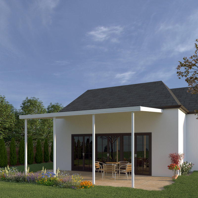 Auvent de patio incliné, Blanc, l 144 po x P 120 po