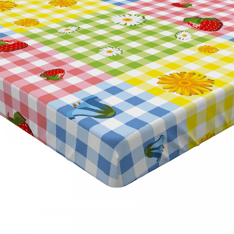 Microfiber Plaid Fitted Sheet, Red/Yellow/Blue Plaid, Twin Fitted Sheet