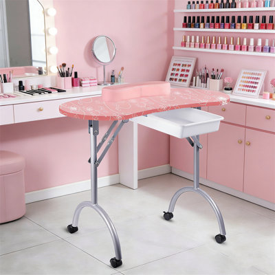 Foldable Manicure Nail Table with Drawer