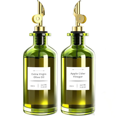 Ensemble de 2 distributeurs d'huile d'olive en verre 12 oz, or
