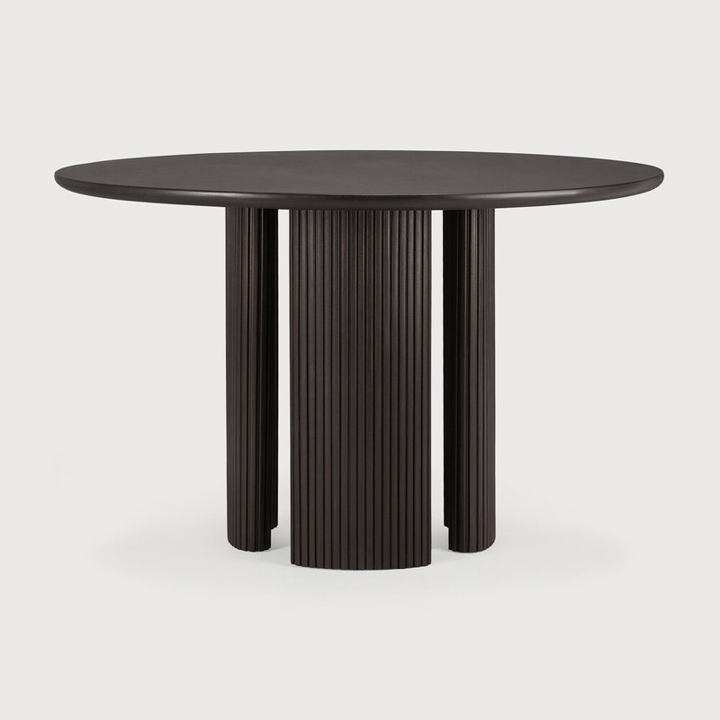 Roller Max Round Solid Wood Dining Table, Dark Brown