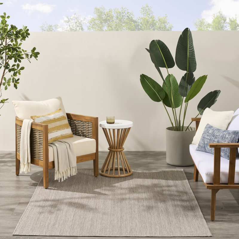 Remmie Black Modern Indoor/Outdoor Rug, Rectangle 5' x 7', Gray