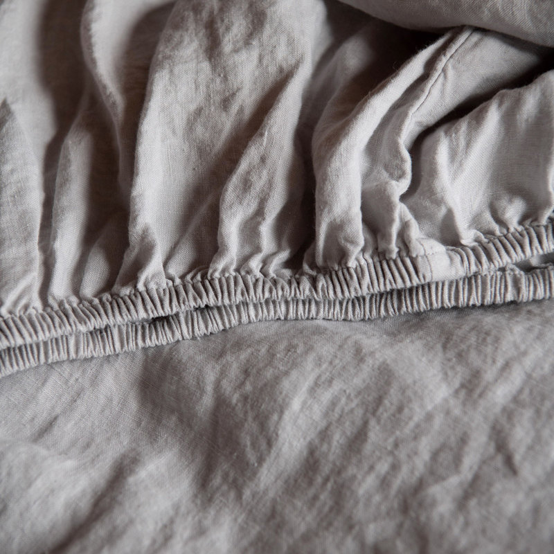 100% French Linen Sheet Set, Pebble Heather, Queen Sheet Set with 2 Pillowcases