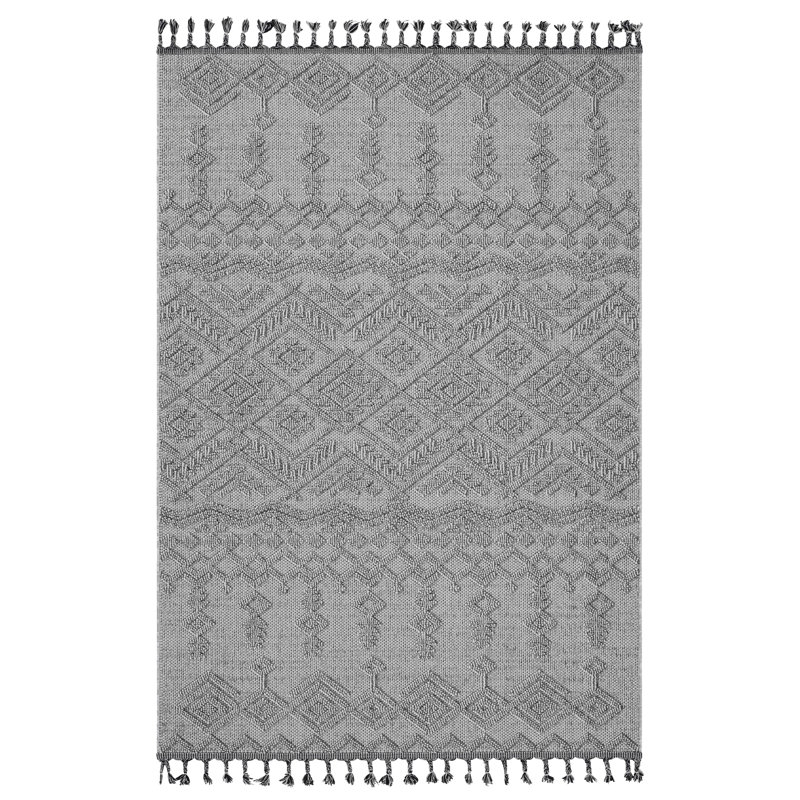 Area Rug, Guros Collection White / White / Traditional Indoor / Outdoor, Rectangle 6'7" x 7'9"