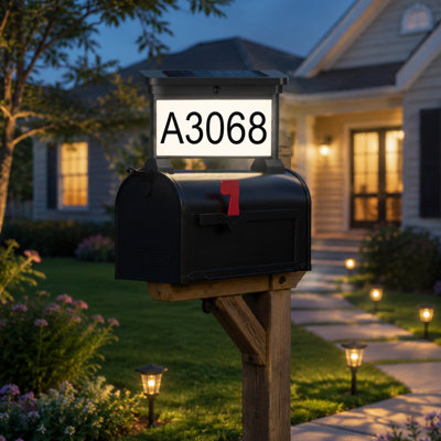 Solar Double Sided LED Mailbox Address Sign with Custom Stickers