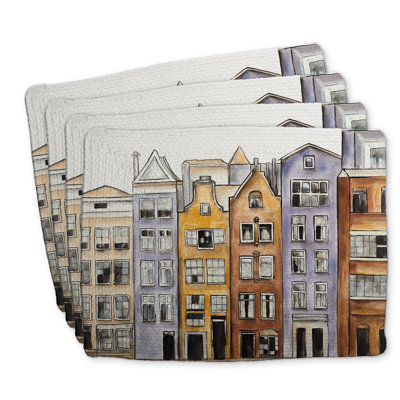 Ensemble de 4 napperons en polyester tressé - Amsterdam House Decor