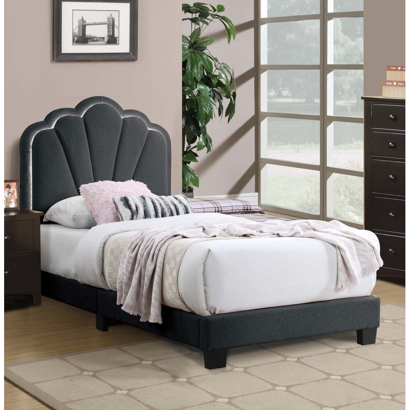 Lit plateforme avec lumières DEL intégrées, Simple, Gris anthracite