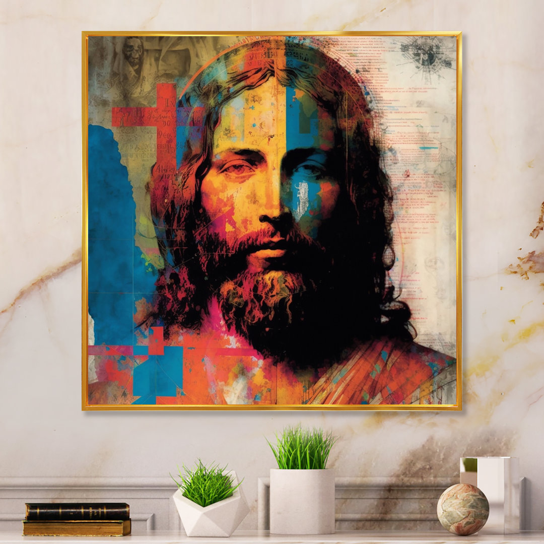 Pop Art Jesus Portrait III - Religious Portrait Wall Art Lark Manor™ 