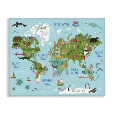 Kid's Animal World Map Favorite Régional par - impression