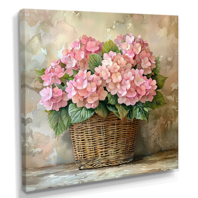 Hydrangeas In A Vintage Basket II - Hydrangea Wall Art