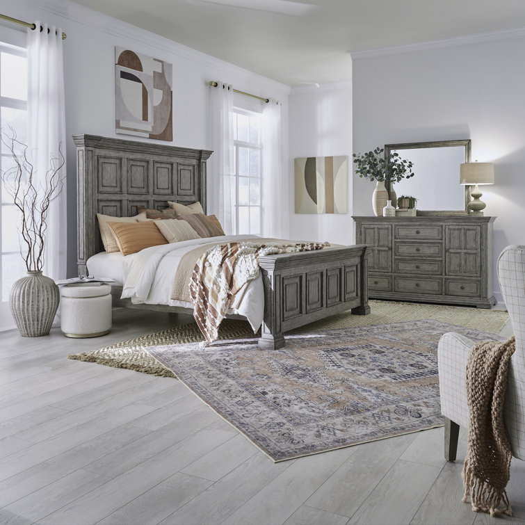 Temple Cloud Panel Bed, Dresser & Mirror