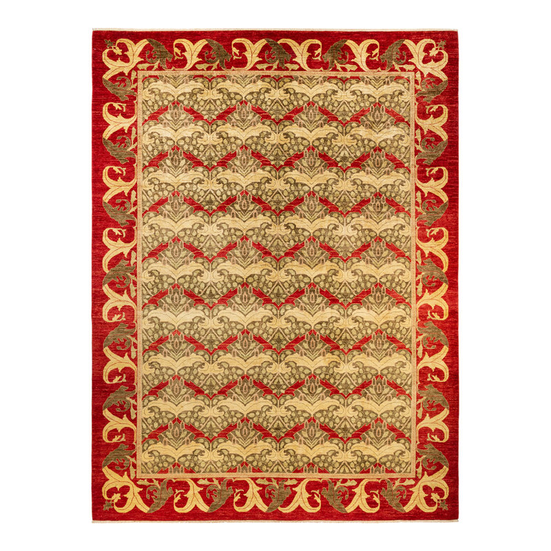 Harmony Red Wool 10' x 14' Hand-Knotted Area Rug