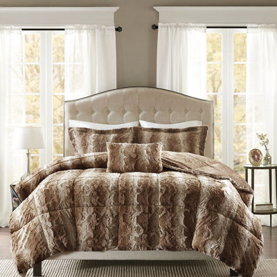 Édredon brun en fausse fourrure très grand, 4 pièces, luxe, chaud, 4 pièces