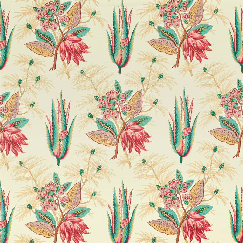 Desert Flower II Fabric, Crimson/Teal