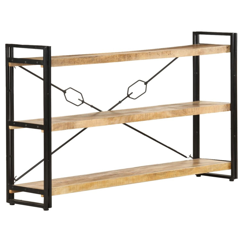 Bookcase Solid Mango Wood, Brown, (3 Shelves) 31.5" H x 55.1" W x 11.8" D