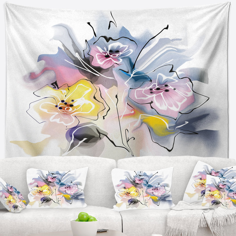 Tapisserie à motif floral texturé, H 32 po x l 39 po
