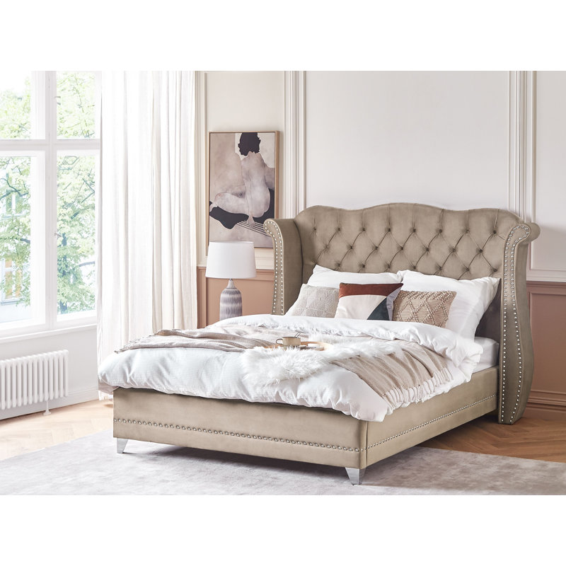 Inverness Upholstered Bed, Taupe, European Kingsize (160 x 200cm)
