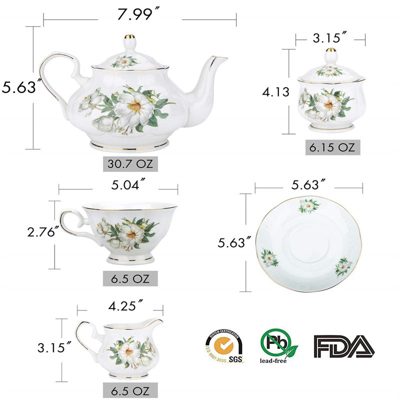 DNGJU 30.7oz. Floral Teapot Set