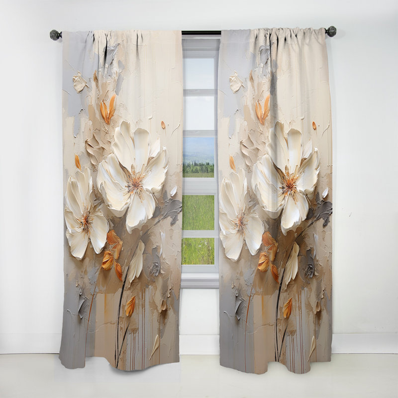 Ringwold Beige Simplicity In Petals I - Traditional Curtain - Velvet Room Darkening - 1 Panel, 52" W x 95" L