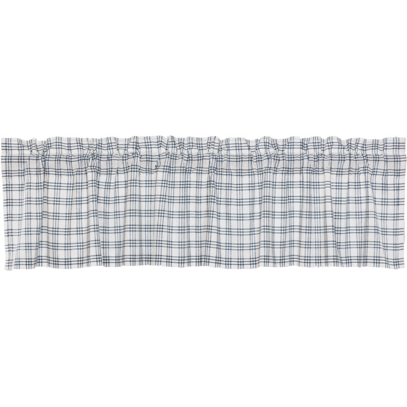 Cantonnière Surikova, l 72 po x L 16 po, Bleu denim / blanc doux