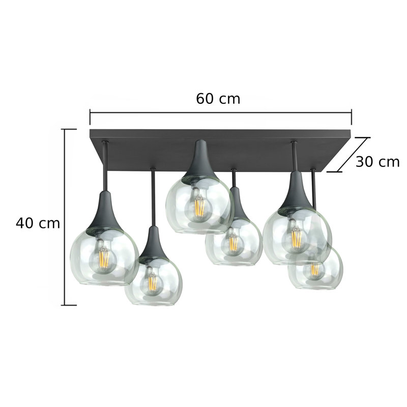 Asa Glass Semi Flush Mount, Black, Clear