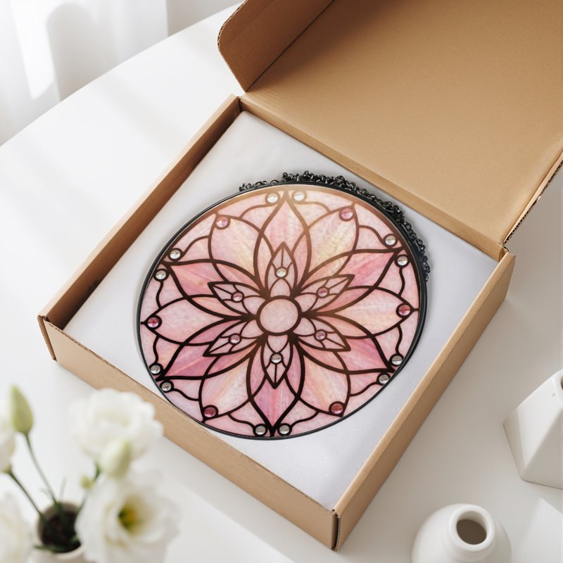 Panneau de vitrail à motif floral H 12 po, H 12 po x l 12 po