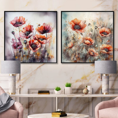 Pivoines rouges - ensemble de 2 pivoines carrées