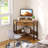 Modern Triangle Corner Vanity Writing Desk with Large Drawer, Rustic Brown