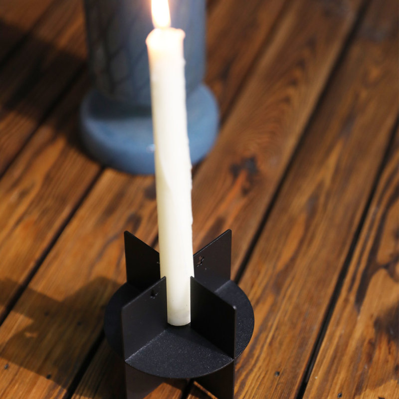 Metal Tabletop Candlestick, Black