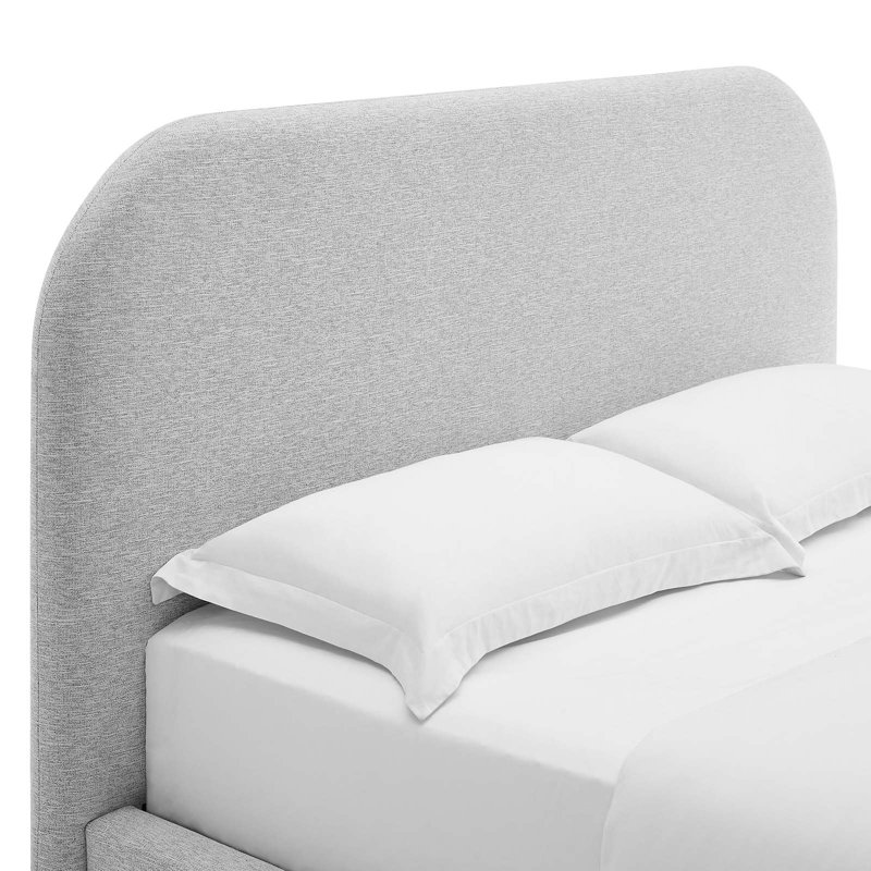 Belle Platform Upholstered Bed, Heathered Weave Light Gray, King