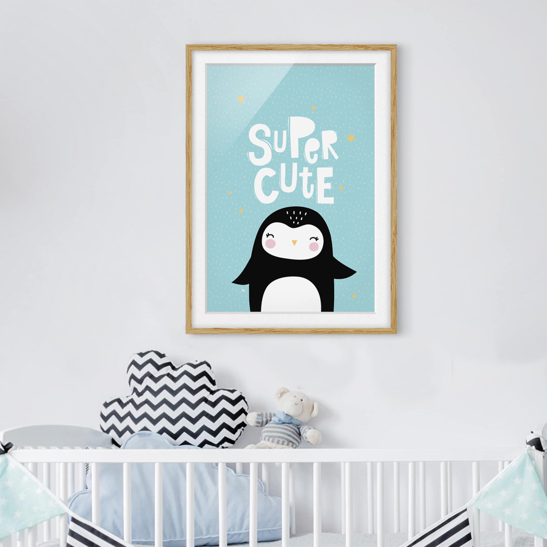 Gerahmtes Papierbild Super süßer Pinguin