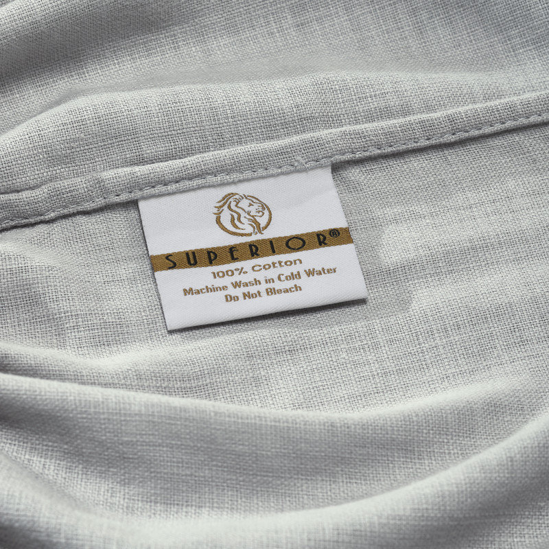 Chloe 100% Cotton Linen Texture Vintage Wash Solid Deep Pocket Percale Sheet Set, Silver, King Sheet Set