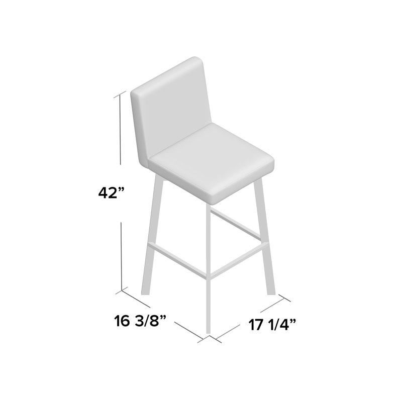 Giro 26" Swivel Bar Stool with Cushion, White, Counter Stool (26" Seat Height)