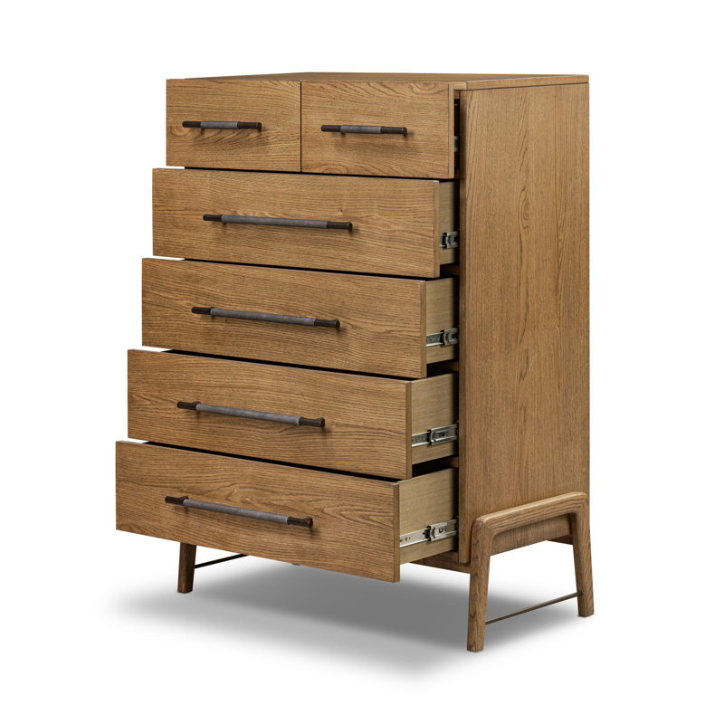 Rosedale 6 Drawer Tall Dresser, Amber Oak