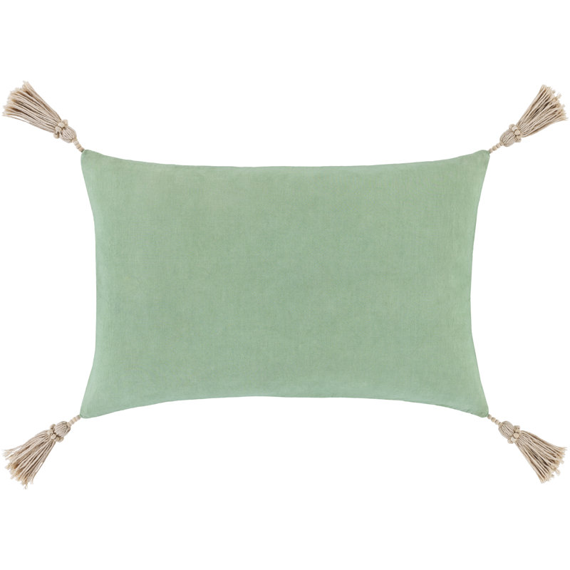 Housse de coussin rectangulaire en coton Tamia, Menthe / mousse