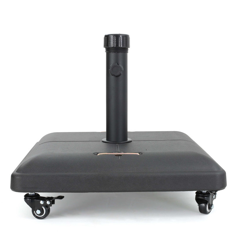 Square Concrete Umbrella Base – 85 Lbs Heavy-Duty Patio Umbrella Stand With Lockable Wheels & Iron Holder, Fits 11Ft Umbrellas, For Garden, Pool, Deck, Black