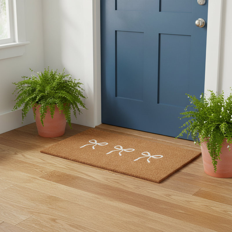 Bow Trio Doormat, 24" W x 36" L, White