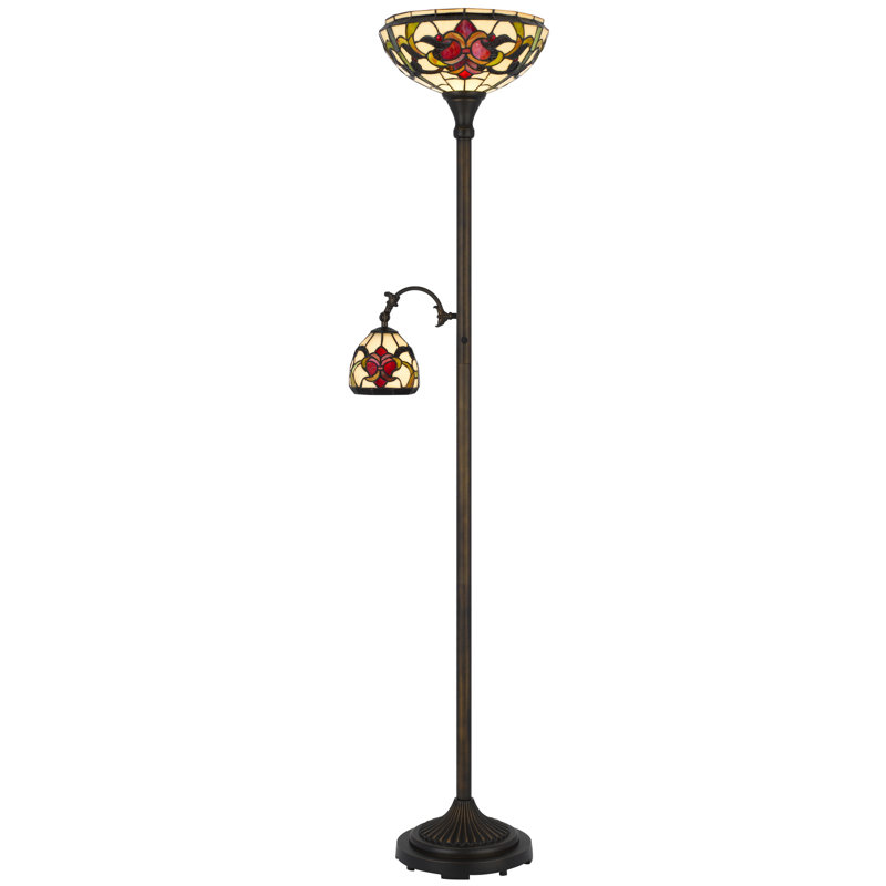 Lampadaire Tiffany en bronze, 180 cm de haut, style victorien, avec lampe de lecture réglable de 40 W.