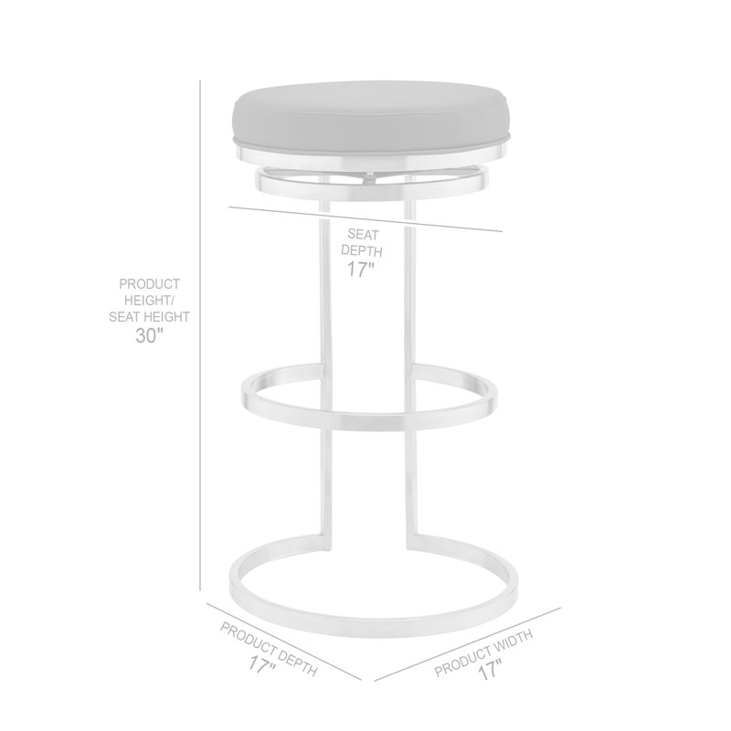 Tabouret de bar en acier inoxydable Kayisha, Acier inoxydable brossé, Tabouret de bar (siège d'une hauteur de 30 po)