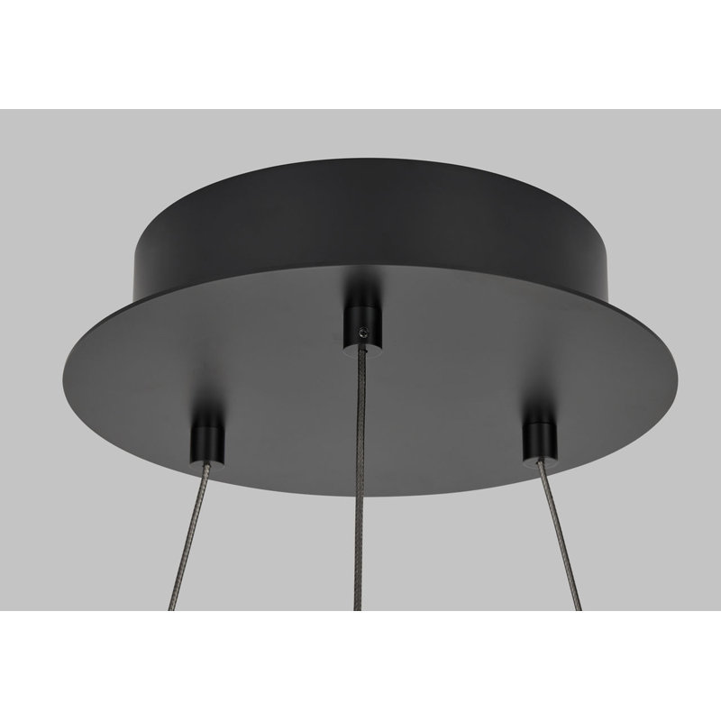 Grace 1 - Light LED Chandelier, Matte Black, Weathered Oak, 3.5" H x 35.8" W x 35.8" D