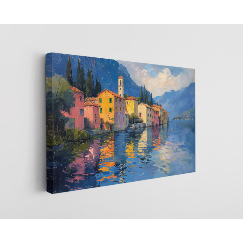 Reproduction d'art sur toile, "Peinture à l'huile de la ville colorée par la mer", décoration murale moderne pour la maison et le bureau