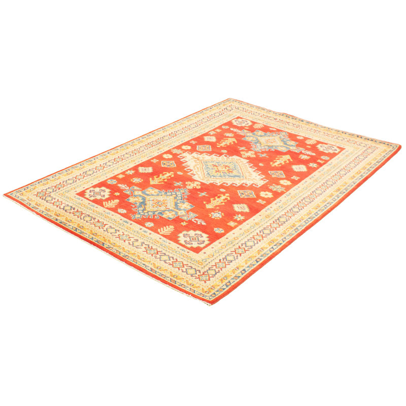 Tapis unique en laine rouge / crème 6 pi 8 po x 9 pi 9 po New Age Granillo