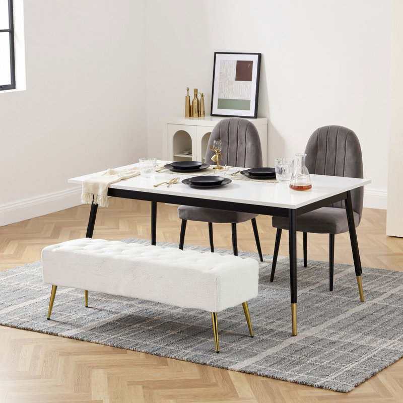 Banc de lit capitonné en laine de bout de lit capitonné