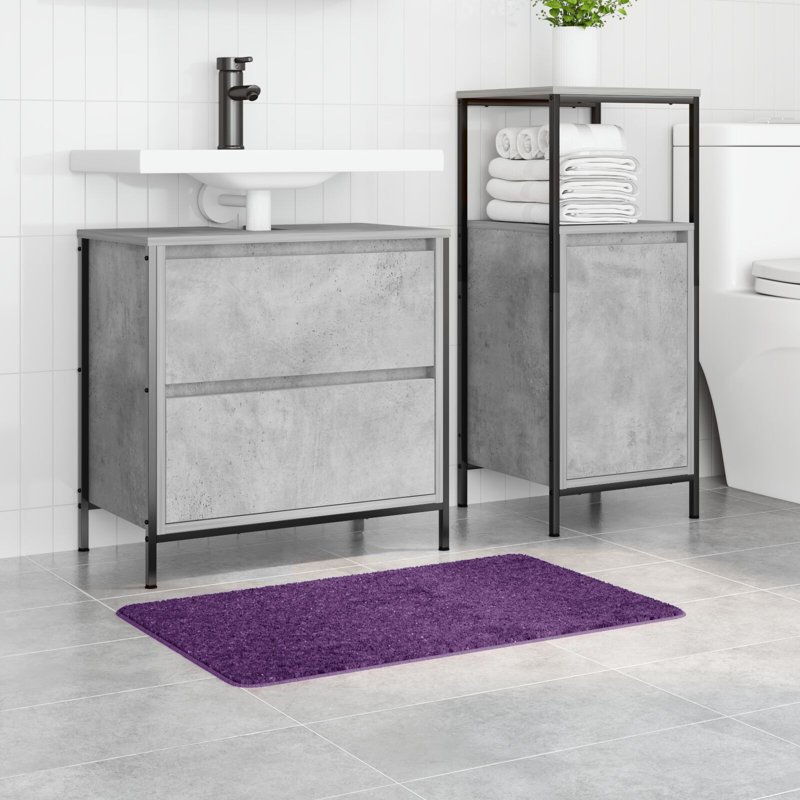Cotton Non-Slip Bath Mats Rectangular, Purple, 50cm, 80cm