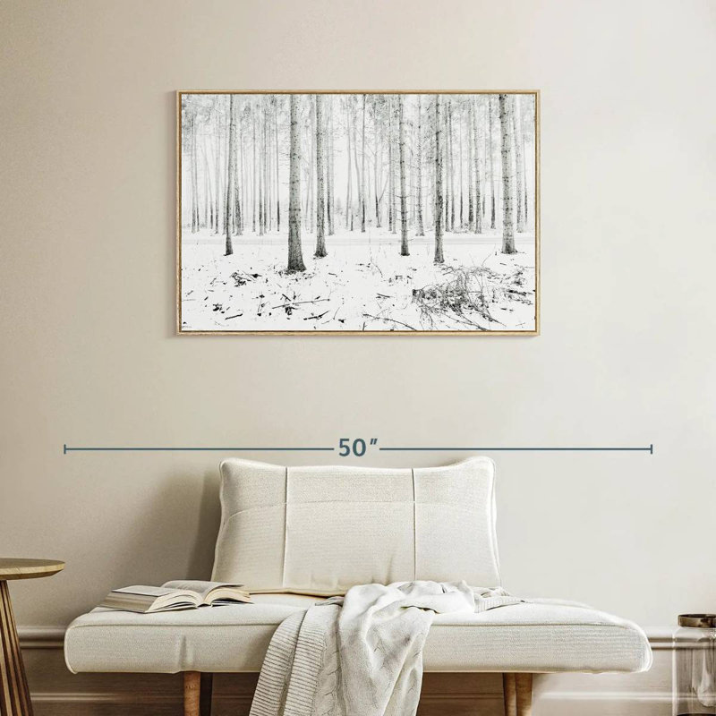 Forêt d'hiver de Langenargen, Cadre flottant en bois naturel, 37 po x 25 po