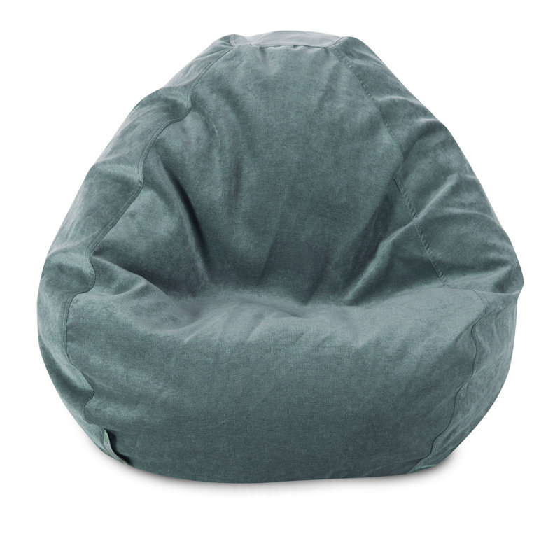 Velvet Bean Bag Chair & Lounger, 22'' H x 28'' W x 28'' D, Azure