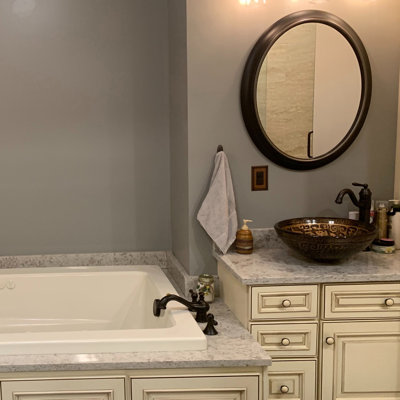 Lavabo de salle de bain à bateau circulaire en verre mosaïqueo