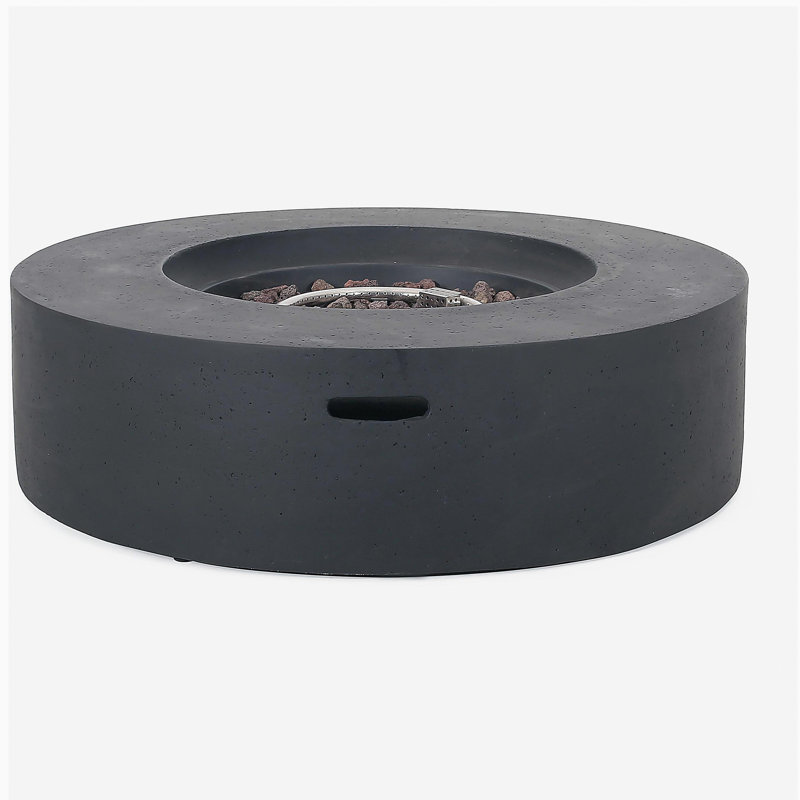 Outdoor round concrete fire pit, light gray, 50,000 Btu (without lid), Dark Gray